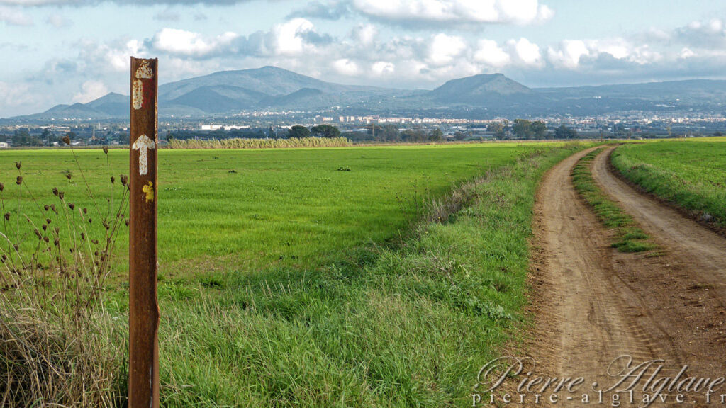 Au loin Viterbo - En chemin sur la Via Francigena