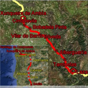 tape Xunqueira de Ambia sur la Via de la Plata